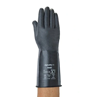 Abbildung von Ansell ChemTek 38 514 Butyl/Viton Handschuhe, Chemikalien und Flüssigkeitsschutz, Schwarz, Größe 9 (1 Paar pro Beutel)