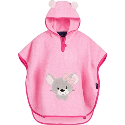 Abbildung von Morgenstern Badeponcho Kinder Baby Mädchen Jungen 100% Baumwolle Oeko TEX Babybadetuch Kapuzenhandtuch Bademantel Frottee Maus