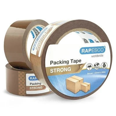 Abbildung von Rapesco 1750 Starkes Klebeband 50 mm x 60 m, Braun, 3 Stück