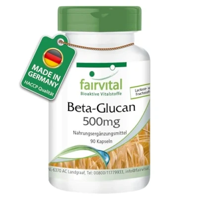 Abbildung von Fairvital Beta Glucan Kapseln 90 500mg Glucane pro Kapsel HOCHDOSIERT 70% Polysaccharide aus Hafer VEGAN