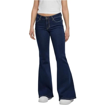 Abbildung von Urban Classics Flared Jeans, Damen, Größe: XL, Mid indigo washed