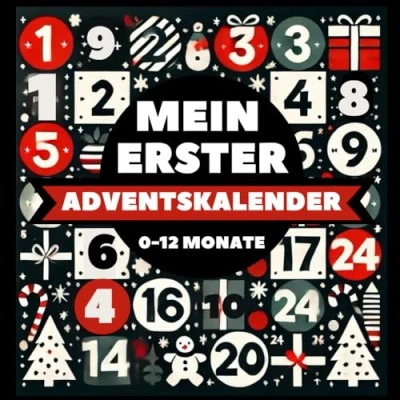 Abbildung von Mein Erster Adventskalender: Schwarz Weiß Kontrastbuch für Baby 0 12 Monate Einfache Bilder zur Förderung des Sehvermögens von Säuglingen Visuelle Stimulation