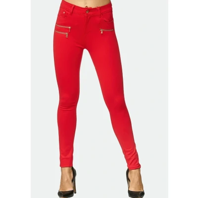 Abbildung von Elara Damen Stretch Hose Skinny Fit Jegging Chunkyrayan H86 10 Rot 40 (L)