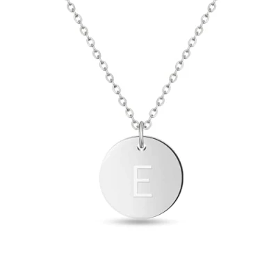 Abbildung von Initialen Halskette Frauen Mädchen mit Gravur E Edda Edith Eike Eileen Elena Elina Elisa Elise Elke Ella Elsa Emilia Emily Emma Erika Esther Eva Evelyn Edward Edwin Egon Elia Elias Emil