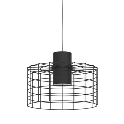 Abbildung von EGLO Pendelleuchte Milligan, 1 flammige Hängelampe industrial, Hängeleuchte aus Metall in Schwarz, Weiß, Esstischlampe, Wohnzimmerlampe hängend mit E27 Fassung, Ø 38 cm