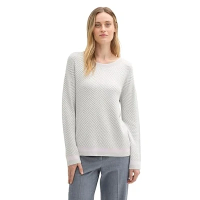 Abbildung von TOM Tailor MIT Lenzing Ecovero Strickpullover, Damen, Größe: Medium, Grey knit heringbone