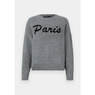 Abbildung von Vero Moda Vmboom O NECK TEXT Pullover Strickpullover, Damen, Größe: Small, Medium grey/black