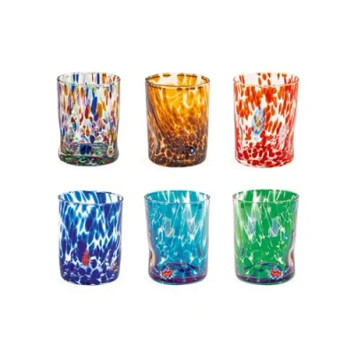 Abbildung von H&amp;h set 6 bicchieri veneziano in vetro decorato multicolore cl 32