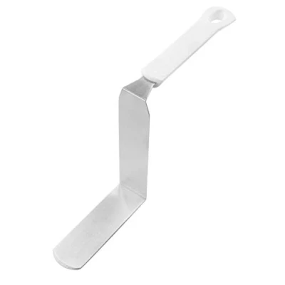 Abbildung von Dr. Oetker Winkelpalette extra hoch, Streichmesser zum Dekorieren und Verzieren von Torten, Küchenhelfer mit Funktionsteil aus Edelstahl, hochwertiges Glasurmesser(Farbe: Weiß/Silber),Menge:1Stück