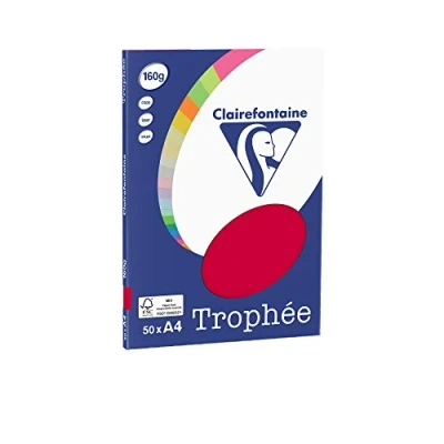 Abbildung von Clairefontaine 4162C Ries Druckerpapier / Kopierpapier Clairalfa PPP, DIN A4, 160g, 50 Blatt, Kirschrot, 1