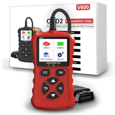 Abbildung von iKiKin OBD2 Scanner Code Leser Auto Diagnosegerät Automatischer Fehlercode für alle OBD II/EOBD Fahrzeuge, Diagnosetool mit Fehlerspeicher Auslesen, Strahlend Rot