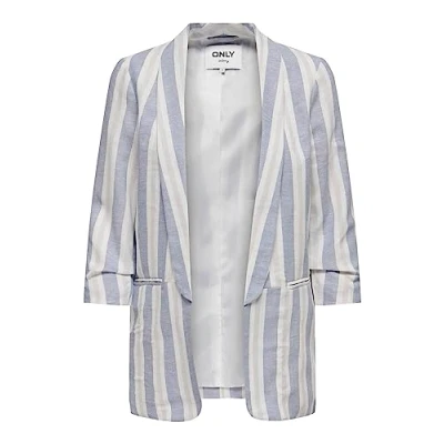 Abbildung von ONLY Damen ONLELLY Caro 3/4 Linen TLR NOOS Blazer, English Manor/Stripes:Cloud Dancer &amp; Gray Violet, 36