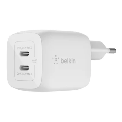 Abbildung von Boost↑Charge GaN Pro Adapter 2 poorts USB C 45W von Belkin Weiß Kunststoff