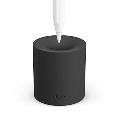 Abbildung von elago Silikonständer Kompatibel mit Apple Pencil Pro, (1st &amp; 2nd Gen), (USB C) und jedem Tablet Stylus oder ohne Bleistifttasche hülse, Schutz der Spitze (Schwarz)
