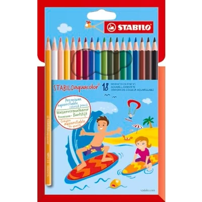 Abbildung von Aquarell Buntstift STABILO aquacolor 18er Pack mit 18 verschiedenen Farben
