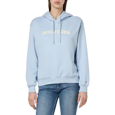 Abbildung von Tommy Hilfiger Monotype LOGO Kapuzenpullover, Damen, Größe: Medium, Breezy blue