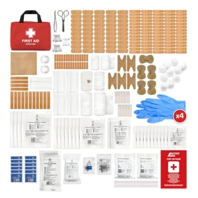 Abbildung von Active Era Premium Erste Hilfe Set 320 teiliger Kasten Notfall Ausrüstung inkl. Kühlpacks, Pflaster, Rettungsdecke für Zuhause, Reise oder als Outdoor ISO 13485