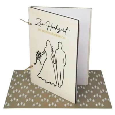 Abbildung von Woodland Mail Hochzeitskarte Karte zur Hochzeit aus Holz Die Besten Glückwünsche (Brautpaar)