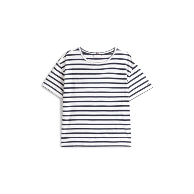 Abbildung von Tommy Hilfiger Modern Tshirt print, Damen, Größe: XS, Breton dark night navy stp