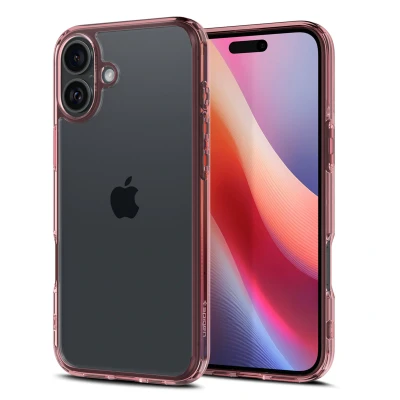 Abbildung von Apple iPhone 16 Hülle Kunststoff Spigen Hard Case/Backcover Handyhülle Rosa Shockproof/Stoßfest