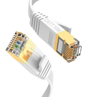 Abbildung von GLCON Cat 7 Netzwerkkabel 10m, Lan Kabel Flach 10Gbit/s Ethernet RJ45 Internetkabel Patchkabel für PS5/PS4 Switch Modem Xbox PC Smart TV Weiß