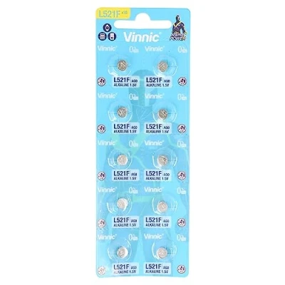 Abbildung von VINNIC Knopfzelle Alkaline AG0 L521F LR63 Blister x 10