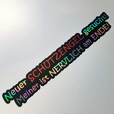 Abbildung von folien zentrum Neuer Schutzengel gesucht meiner ist nervlich am Ende 18x2,5cm Auto Aufkleber Oilslick schwarz lustige Sprüche Farbwechsel Rainbow Flip Flop JDM Tuning Sticker Decal Car