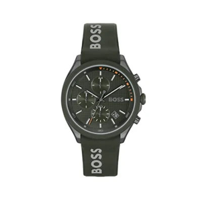 Abbildung von BOSS Chronograph Quarz Uhr für Herren mit Grünes Silikonarmband 1514060