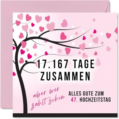 Abbildung von Stuff4 47. Hochzeitstag Karte Liebe 17167 Tage Zusammen 47 Jahrestag Geschenke für Mein Mann Ehemann Meine Frau Ehefrau, 145mm Lustig Glückwunschkarten