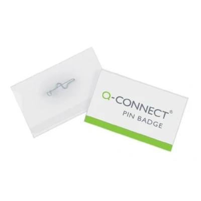 Abbildung von Q Connect KF01566 Ausweisschildhülle mit Nadel 40 x 75 mm 100 Stück