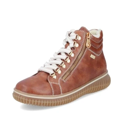 Abbildung von Rieker Damen Schnürstiefeletten 74233, Frauen Stiefeletten, lose Einlage, wasserabweisend, riekerTEX,Winterschuhe,Boots,beige (24),38 EU / 5 UK