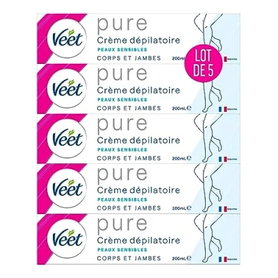 Abbildung von VEET Pure Enthaarungscreme für Körper &amp; Beine empfindliche Haut ohne Amoniakgeruch 5 x 200 ml