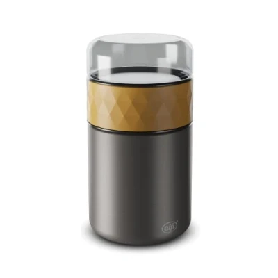 Abbildung von alfi ENDLESS FOOD MUG 500ml, spicy mustard, Thermobehälter für Essen Edelstahl mit Snackpot, 3 teilig, Isolierbehälter auslaufsicher, hält 5 Std. warm, 10 kalt, spülmaschinenfest, BPA frei