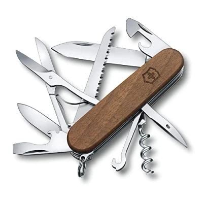 Abbildung von Victorinox Schweizer Taschenmesser Huntsman Wood, Multitool, Swiss Army Knife mit 13 Funktionen, Klinge, Korkenzieher, Dosenöffner