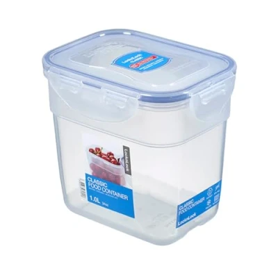 Abbildung von Lock &amp; CLASSIC Frischhaltedose 1,0 L 145 x 110 128 mm 100 % luft und wasserdichte Vorratsdose Spülmaschinen , Mikrowellengeeignet BPA Frei 4 fach Sicherheits Verschluss