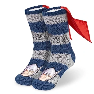 Abbildung von Marvel Kuschelsocken Herren Avengers Winter Socken Jungen Teenager Anti Rutsch (Blau/Grau)