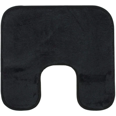 Abbildung von Gözze Premium Rutschfester Badteppich mit Ausschnitt, RIO, 100% Microfaser, Ideal als WC Vorlage für Standtoilette, 50 x 45 cm Schwarz