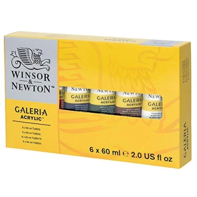 Abbildung von Winsor &amp; Newton 2190516 Galeria Acrylfarbe, hohe Pigmentierung, lichtecht, buttrige Konsistenz, Farbenset 6 Acrylfarben in 60 ml Tuben