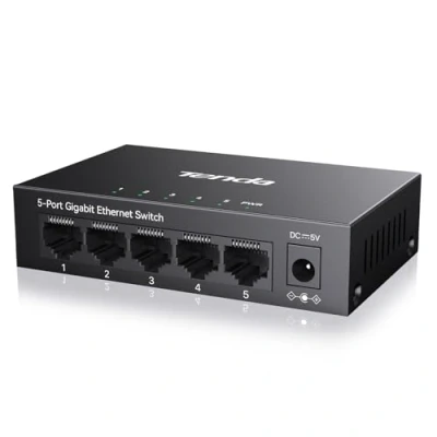 Abbildung von Tenda TEG1005D Gigabit Switch 5 Port Netzwerk LAN Verteiler (Plug and Play Ethernet Switch, Unmanaged, Lüfterlos, Metallgehäuse)