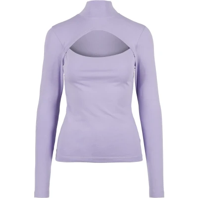 Abbildung von Urban Classics Cutout Turtleneck Langarmshirt, Damen, Größe: Small, Lavender