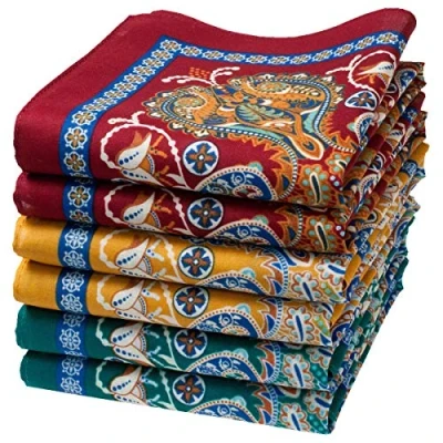 Abbildung von merrysquare Feine Taschentücher mit Orientalischen Motiven Modell SAMARKAND Durchschnittliche Größe 35cm x 6 Stück 100% Baumwolle