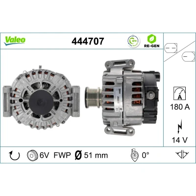 Abbildung von VALEO 444707 Lichtmaschine 14V 180A MERCEDES BENZ: Vito Minibus, Sprinter 5 T Van, 3 Minibus