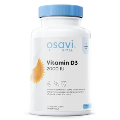 Abbildung von Osavi Vitamin D3 2000 IU 120 Weichkapseln Unterstützt Immunfunktion, Knochengesundheit und Muskelfunktion sowie Kalziumaufnahme Mit Quali® D Aus natürlichem Lanolin Kokos MCT Öl