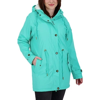 Abbildung von Ankerglut Damen Friesennerz Regenmantel Kapuze Wasserdicht Wetterfest Windbreaker mit Teddyfleece Regenjacke, Turquoise, 40
