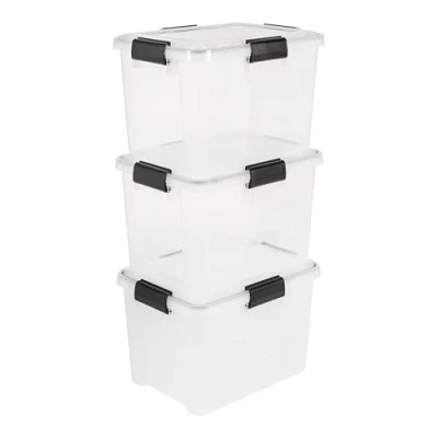 Abbildung von Iris Ohyama Luftdichte Kunststoff Aufbewahrungsboxen mit Deckel, 20L, 3er Set, Transparent, Hermetischer wasserdichter Verschluss, Robuste Schnappverschlüsse, Stapelbar, Staubschutz, BPA frei, AT SD