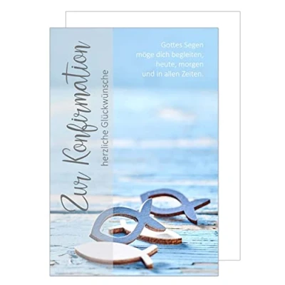 Abbildung von Edition Seidel Premium Glückwunschkarte zur Konfirmation mit Umschlag. Konfirmationskarte Karte Grusskarte Fische Meer Junge Mädchen (KF273a SW022)