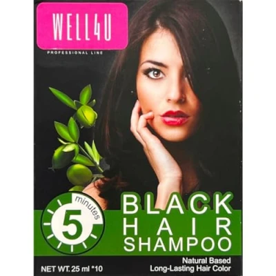 Abbildung von WELL4U Black Hair Shampoo gegen graue Haare Schwarzes Haarshampoo zur Grauabdeckung