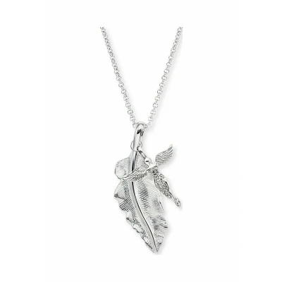 Abbildung von Engelsrufer 925 Silber Damen Kette mit Anhänger Silberne FEDER und Engel, ERN ANGEL BIG
