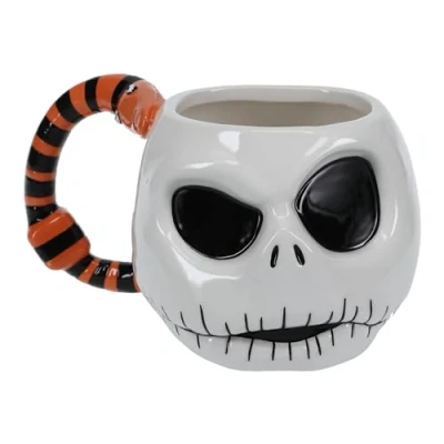 Abbildung von Jack Skellington Nightmare Before Christmas Tasse Offiziell lizenziertes Disney Merchandise, Sammelbecher, Geschenk für Weihnachten oder Halloween, 400 ml (13 Fl Oz)