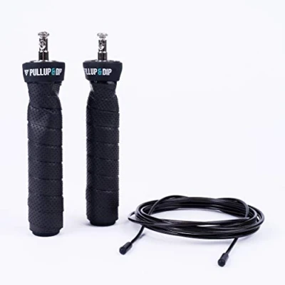 Abbildung von PULLUP &amp; DIP Fitness Springseil mit Profi Kugellager und Anti Rutsch Griffen, verstellbares Speed Rope PVC Ummantelung für Ausdauertraining, Boxen, MMA, 3 m Seil